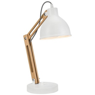 Licht-Erlebnisse Nachttischlampe TIASIA, ohne Leuchtmittel, Schreibtischlampe moderne Arbeitsleuchte Holz 44cm bunt|weiß