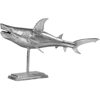 Hai Skulptur Aluminium Silber Maritimes Haifisch Design Deko Figur 106 cm