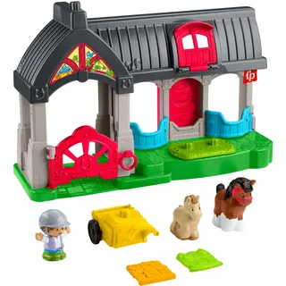 Fisher-Price Little People Spielset Niedlicher Pferdestall mit Geräuschen, Figuren und Zubehör