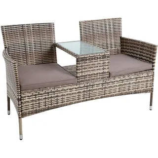ESTEXO Polyrattan Sitzgruppe Rattan Sitzgarnitur Gartenmöbel Set Gartenset Balkonmöbel Gartentisch Gartenstuhl Balkontisch Balkonstuhl (Beige-Braun)