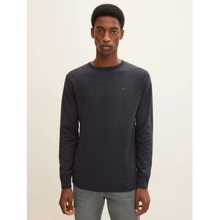 TOM TAILOR Strickpullover Feinstrick Basic Pullover Rundhals Sweater 4651 in Dunkelgrau grau|schwarz S