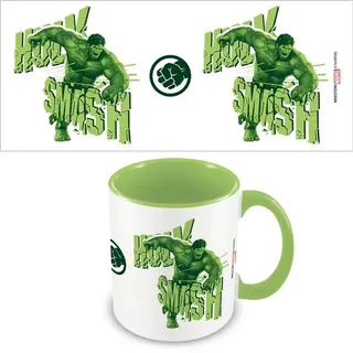 Hulk - Kaffeebecher "Smash", Zweifarbige Innenseite PM4849 (Einheitsgröße) (Weiß/Limone)