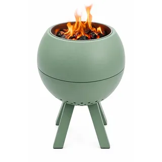 EdenOutdoor® Rauchfreies Tischfeuer Outdoor – Tischkamin für Garten, Terrasse & Balkon – Kleine Feuerstelle für Pellets und Holz – Doppelwandige Stahlkonstruktion inkl. Schaufel – Grün