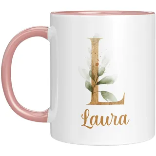 Tasse mit Namen - personalisiert - Namenstasse - Buchstaben - Blumen - Geschenkidee - Frauen - Freundin - Geburtstagsgeschenk