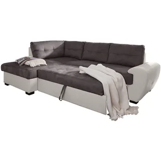 Cotta Otm/BK-2F Ecksofa, Sitz+Rücken Strukturgewebe, 100% Korpus Kunstleder PU, 64% Polyurethan, 25% Polyester, 11% Baumwolle, 174 x 244 x 88 cm, mud/weiß