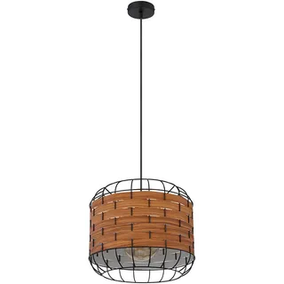 GLOBO Pendelleuchte Landhaus 1-flg. 35 cm rund schwarz matt