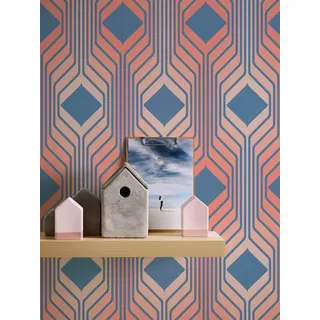 A.S. Création Retro Chic Vliestapete 53 cm x 900 cm 395322 blau/rosa/rot