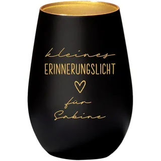 Erinnerungslicht Trauergeschenk Trauerkerze personalisiert Windlicht aus Glas Trauer Geschenk für Hinterbliebene Trauerlicht mit Gravur Gedenkkerze für Verstorbene (Schwarz)