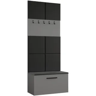 AX Living Garderobenschrank, Grau, Kunststoff, Teilmassiv,Kiefer, Rechteckig, 80.6x204x40 cm, Hergestellt in Europa, FSC Mix, Reach, Garderobe, Garderoben-Sets & Serien, Garderoben-Sets