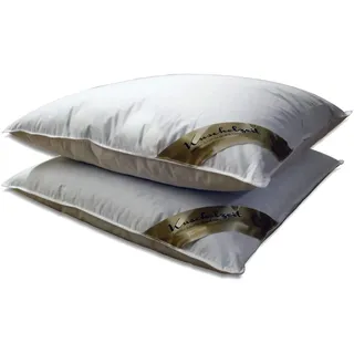 Meivita 2X Kopfkissen mit 70% Federn und 30% Daunen - Neue Gänsefedern und -daunen Klasse 1 – Federkissen-Set mit edler Biese in 80x80 cm Made in Germany