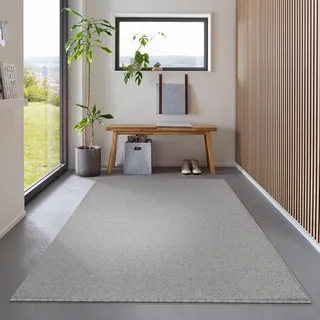 Carpetsale24 Teppich 120x170 cm Hellgrau, Kurzflor, Einfarbig, Modern, Rechteckig, Rutschhemmend, Pflegeleicht, Teppichboden für Wohnzimmer, Schlafzimmer, Essbereich