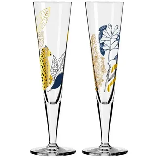 Ritzenhoff Sektglas GOLDNACHT, Glas, Höhe: 24cm, Farbe: Mehrfarbig, Motiv: Gepard & Blätter