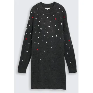 Tom Tailor Minikleid Grau/Weiß Dots and Hearts 36