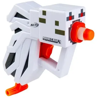 Nerf MicroShots Minecraft Ghast Mini-Blaster, Minecraft Ghast Mob Design, inklusive 2 Offiziellen Nerf Elite-Darts, Pull-Down-Priming-Griff, Mehrfarbig
