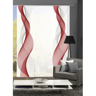 Home Fashion 88669, 3er-Set Schiebegardinen 'OPALIA' | 3X 245 x 60 cm | inkl. Zubehör | Farbe:, Farbe:rot