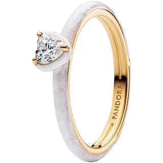 Pandora Weißes Chakra Herz Solitärring Zirkonia Gold Gr. 62