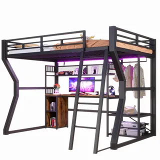 Okwish Hochbett 140 x 200 cm Metall schwarz