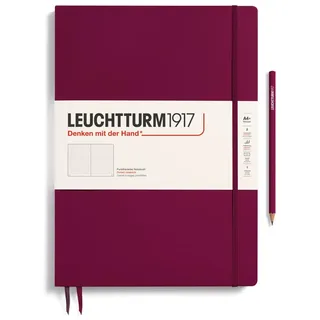 Leuchtturm1917 359787 Notizbuch Master Slim (A4+) Hardcover, 123 Nummerierte Seiten, Port Red, Dotted