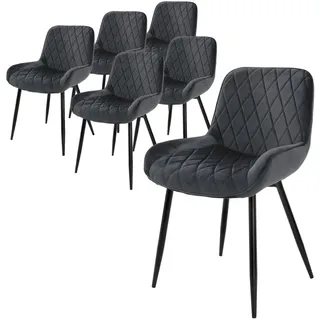 ML-Design Esszimmerstuhl Samt anthrazit 6er Set