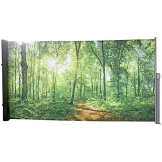 Seitenmarkise 160 x 300 cm, Sichtschutz mit Fotodruck, Markise Waldlichtung