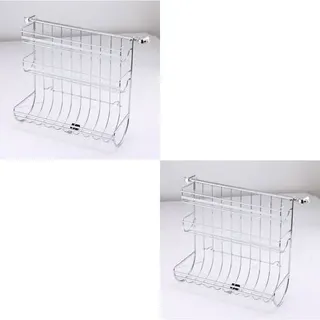 Novaliv 2er Set Küchenleisten Halterung mit Rollenhalter 31x33x17cm Küchenrollenhalter Küchenutensilienhalter Hängeleiste Relingsystem Küchentuch
