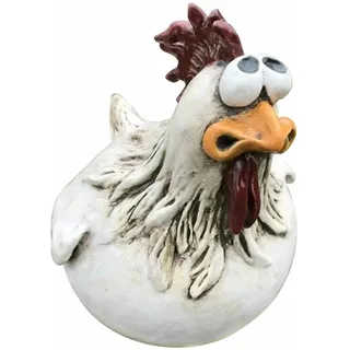 Huhn Zaunhocker Resin 13x14cm Hühnerzaun Statue Huhn Sitzt Auf Dem Zau-n Keramik Hu-hn Gartendeko Mit Lustigem Ausdruck Figur Gartenfiguren Skulptur Für Hof Farm Terrasse Rasen Hinterhof Dekoration