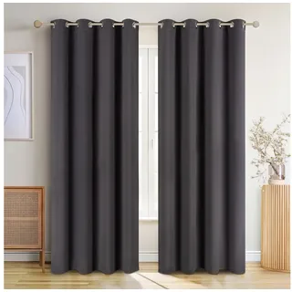 Blumtal Thermo-Vorhang Ösen 140 x 295 cm Grau 2 St.
