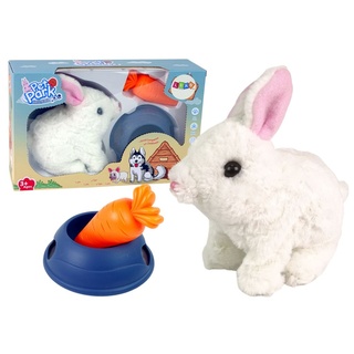 Interaktiver Hase Kaninchen weiß Karotte Schüssel Maskottchen