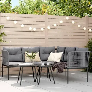 Keyroto Balkon Ecklounge Alu Ecksofa Lounge Balkon Lounge Balkonsofa Kleiner Balkon Gartensofa in L-Form Sitzecke Balkon Ecksofa Balkonmöbel Schwarz 176 x 175 x 75 cm