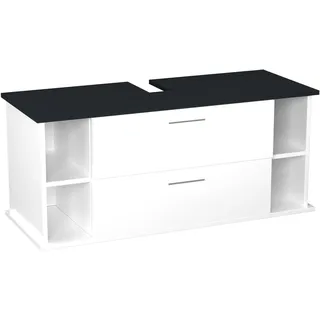 Garlivo Waschbeckenunterschrank GLA-120 Weiss mit Schubladen, Badezimmer Waschtischunterschrank, Schwarz- Breite 120 cm, Soft-Close, Push-to-Open/Tip-On, Hängend