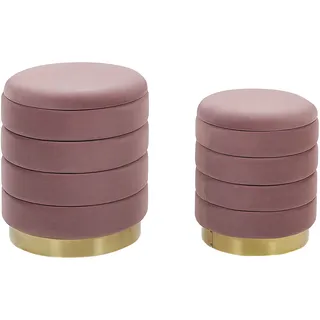 Beliani Pouf 2er Set Samtstoff 0 x 0 x 0 cm Rosa