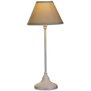 LOBERON Tischlampe Swindon, beige/antikweiß | Wundervolle Antik-Lasur - Klassischer Look - Geradliniges Design - Tischleuchte - Baumwolle - Eisen