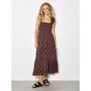 Apricot Folk-Blumen-Midi-Kleid Midikleid Schwarz 42