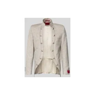 Sakko mit Stehkragen und Knopfleisten, Beige, 52