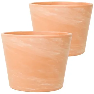 LENI Blumentopf Siena Terrakotta matt rund Stil Boho & mediterran (Keramik Set Modell 12 M, 2 St., für Innen als Übertopf & Pflanzgefäß geeignet), ohne Loch, für Zimmerpflanzen Hydrokultur Erde 3 Größen klein bis groß