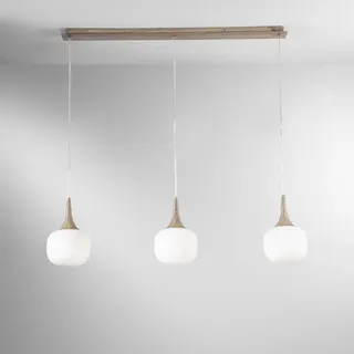LUCE ambiente Design JAIPUR 3-flg. E14 40 cm rund Holzoptik/Weiß