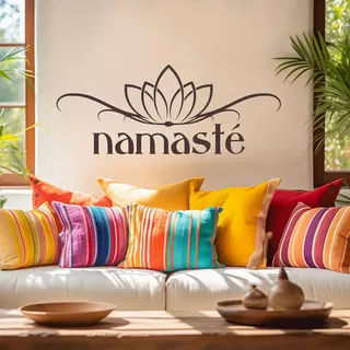 tjapalo® Tk51 wandtattoo Yoga Zitat Lotusblüte Sprüche Wandtattoo Namaste Spruch Aufkleber Wanddeko indisch Lotus sanskrit schriftzug namaste, Größe: B80xH32cm, Farbe: kupfer