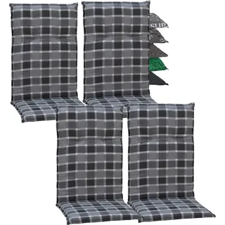 Beo Gartenstuhlauflagen Hochlehner 4er Set Barcelona | Made in EU nach Öko-Tex Standard | Hochlehner Auflagen waschbar | Atmungsaktive Stuhlauflagen Hochlehner in Grau-Anthrazit