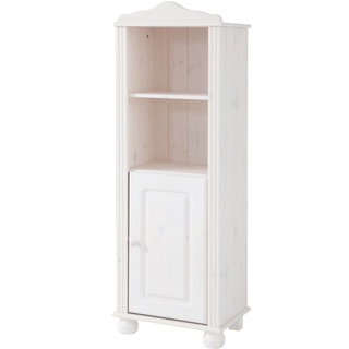 loft24 Standregal Ella, Bücherregal mit 1 Tür + 4 Fächer, FSC®-zertifizierte Kiefer, Breite 45 cm, Landhausstil weiß