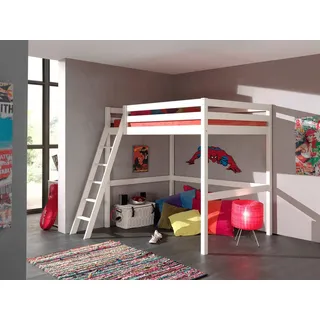 Vipack Hochbett Pino 140 x 200 cm Kiefer massiv lackiert weiß