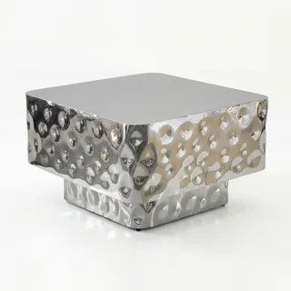 FineBuy Couchtisch in Silber / Aluminium / 60x60x38 | Gr.: onesize