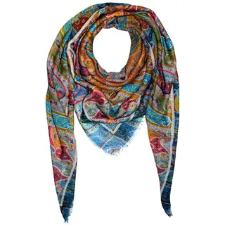 Lorenzo Cana - XXL Herren Tuch 50% Kaschmir 50% Seide aufwändig mehrfarbig bedruckt 140 x 140 Pashmina Umschlagtuch Schaltuch Schal Stola bunt 7839411 - 140 x 140 cm