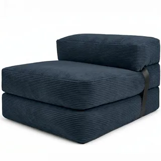 bananair - Klappmatratze - Schlafsessel mit abnehmbarem Bezug aus Cordstoff – Gästebett Klappbar, Futon Matratze Praktisch & Komfortabel, mit Schaumstoff Gepolstert (70 x 190 cm, Blau)
