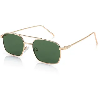 FEISEDY Retro 70er Jahre Sonnenbrille Quadratisch Damen Herren Vintage Brillen mit Metallrahmen UV400 Schutz B1036 - 53mm
