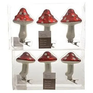 Kaemingk Baumschmuck Pilz Pilzkappe 3er Set Glaspilz mit Clip