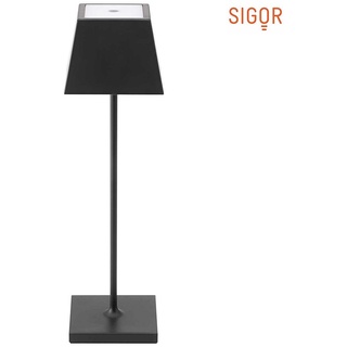 SIGOR LED Akku-Tischleuchte NUINDIE, IP54, 2.2W 2700K / 2200K (Flex-Mood) 180lm, eckig, dimmbar, nachtschwarz SIG-4502301