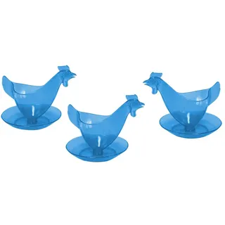 Sonja PLASTIC Eierbecher Huhn in 3er Set leuchtblau, Hühnereierbecher