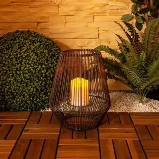 NÄVE Solarleuchte Kunststoff, Metall B:26cm H:30,5cm L:26cm 1 flammig braun