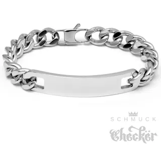 Panzerarmband mit individueller Gravur Edelstahl Herren Armband silber + Verlängerung
