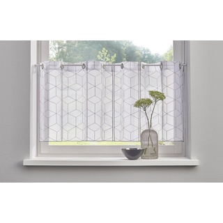 Scheibengardine JULIA, my home, Ösen (1 St), transparent, Voile, mit Stickerei grau|weiß 120 cm x 30 cm